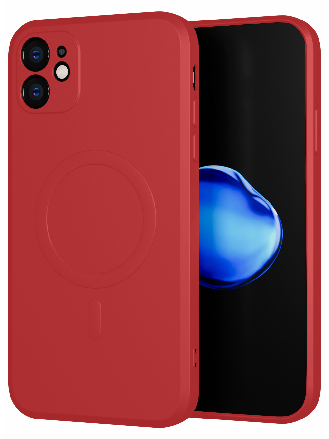 Силиконовый чехол с микрофиброй и MagSafe для Apple iPhone 11 Красный