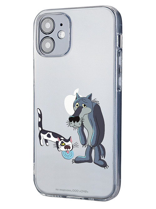 Силиконовый чехол для Apple iPhone 12 "Жил был пес: Кот и волк"