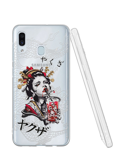 Силиконовый чехол для Samsung Galaxy A20 "Geisha Bloody"