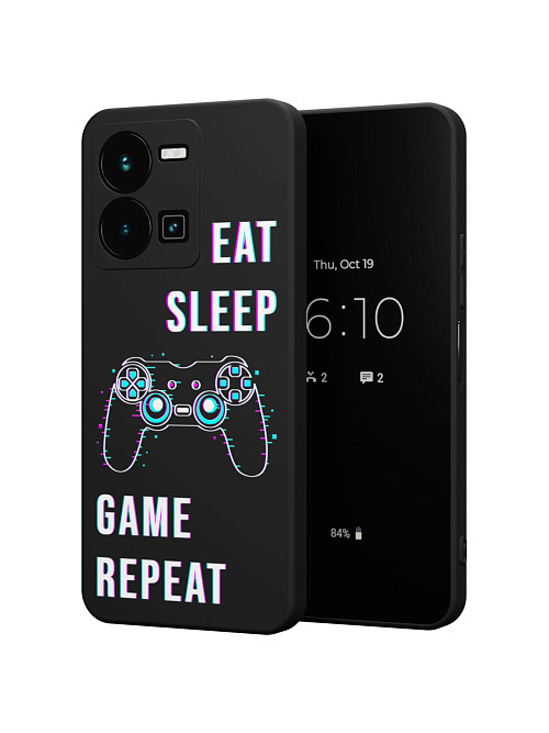 Силиконовый чехол для Vivo Y35 (4G) "Eat Sleep Game repeat"