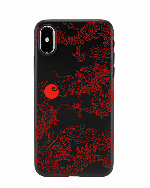 Силиконовый чехол для Apple iPhone Xs "Красный японский дракон"