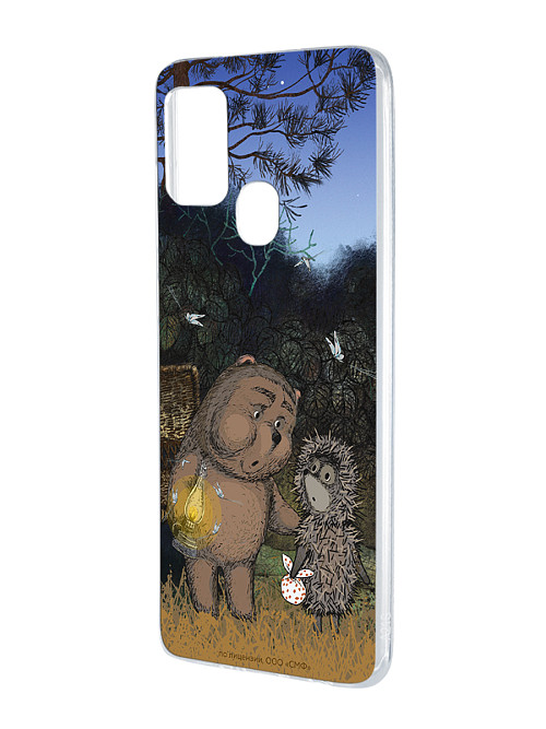 Силиконовый чехол для Samsung Galaxy A21s "Ёжик в тумане и медвежонок"