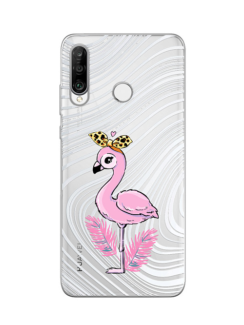 Силиконовый чехол для Huawei P30 Lite Фламинго розовый