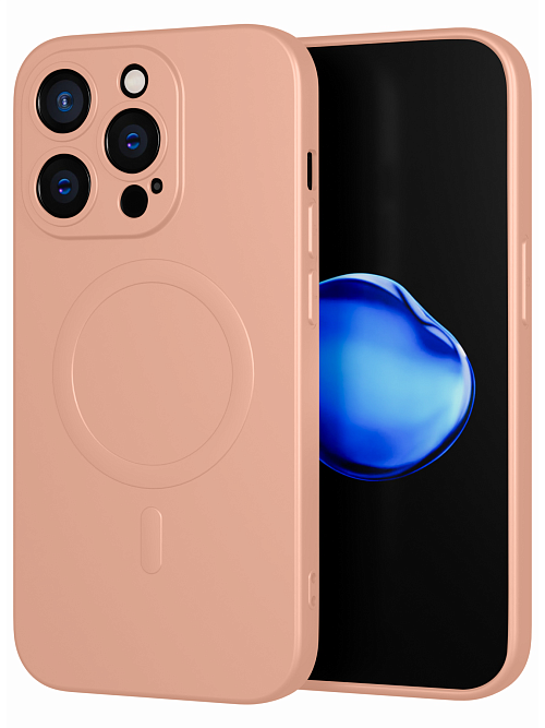 Силиконовый чехол с микрофиброй и MagSafe для Apple iPhone 14 Pro Розовый