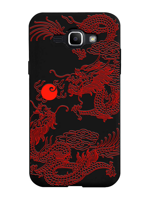 Силиконовый чехол для Samsung Galaxy J120 Красный японский дракон