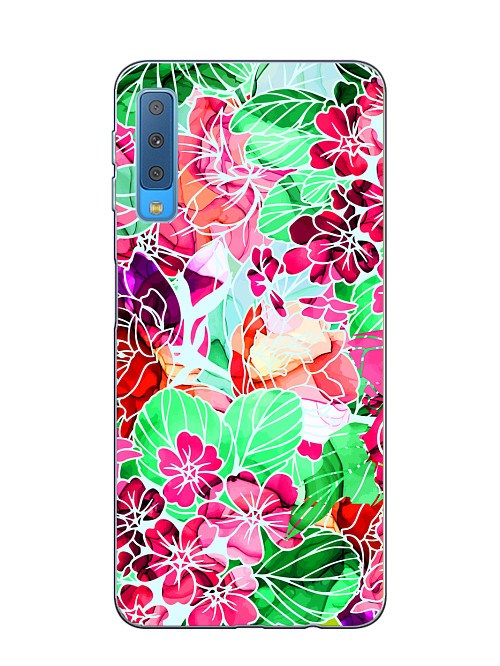 Силиконовый чехол для Samsung A7 2018 (A750) Яркие цветы