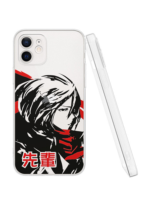 Силиконовый чехол для Apple iPhone 12 "Атака титанов - Mikasa Ackerman"