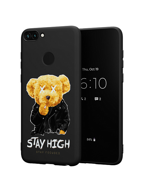 Силиконовый чехол для Huawei P Smart (2018) "NOVEL: Медвежонок в кожанке"