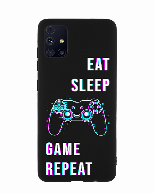 Силиконовый чехол для Samsung Galaxy M31S Eat Sleep Game repeat