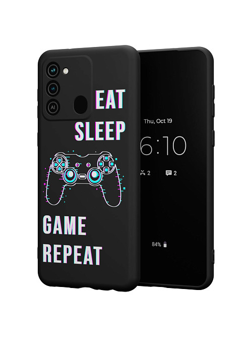 Силиконовый чехол для Tecno Spark 8C "Eat Sleep Game repeat"