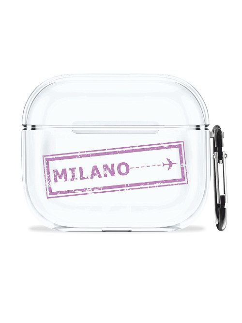 Силиконовый чехол для наушников глянцевый для AirPods 3 "Билет в Милан"