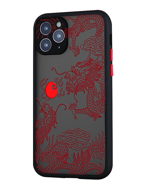 Противоударный чехол для Apple iPhone 11 Pro "Красный японский дракон"