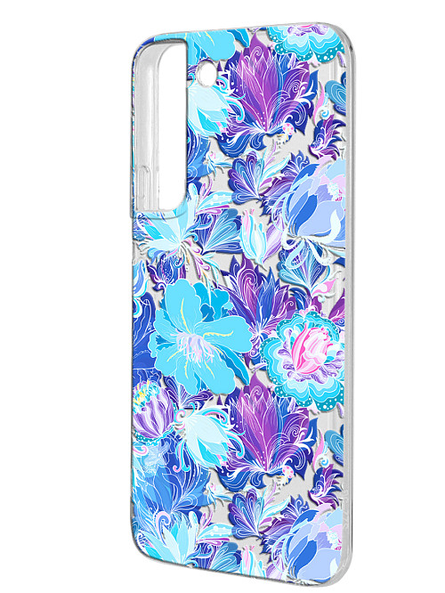 Силиконовый чехол для Samsung Galaxy S22 (5G) Голубые цветы