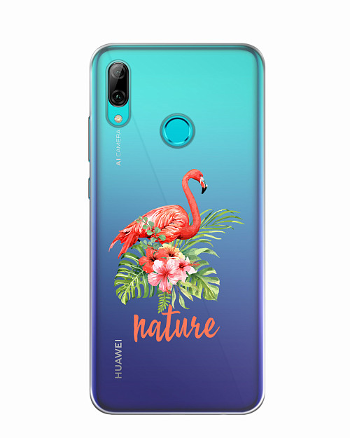 Силиконовый чехол для Huawei P Smart (2019) Розовый фламинго