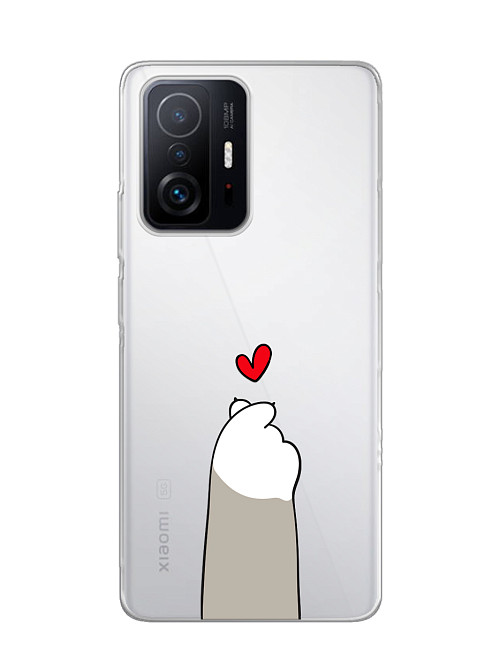 Силиконовый чехол для Xiaomi 11T Лапка с сердцем