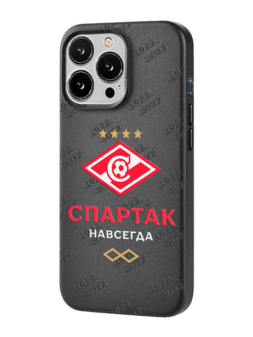 Кожаный чехол для Apple iPhone 13 Pro "Спартак - навсегда"