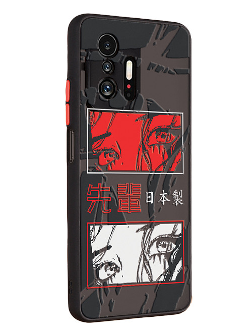Противоударный чехол для Xiaomi 11T Красно-белый взгляд