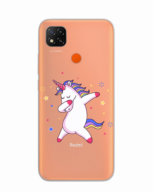 Силиконовый чехол для Xiaomi Redmi 9C Розовый единорожек