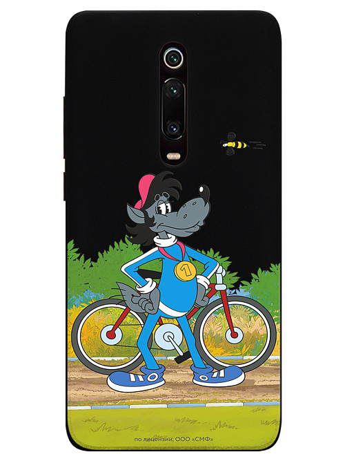 Силиконовый чехол для Xiaomi Redmi K20 "Ну, погоди: Волк и велосипед"