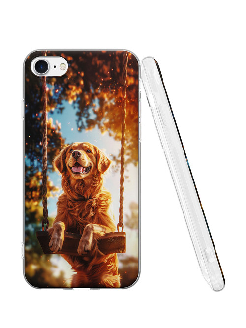 Силиконовый чехол для Apple iPhone SE (2020) "Собака на качелях"