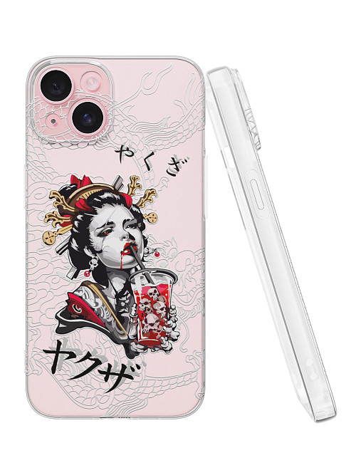 Силиконовый чехол для Apple iPhone 15 "Geisha Bloody"