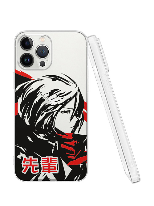 Силиконовый чехол для Apple iPhone 13 Pro Max "Атака титанов - Mikasa Ackerman"