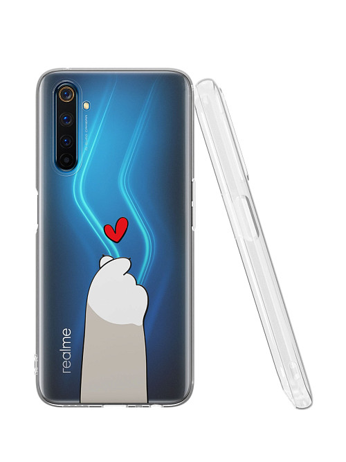 Силиконовый чехол для realme 6 Pro "Лапка с сердцем"