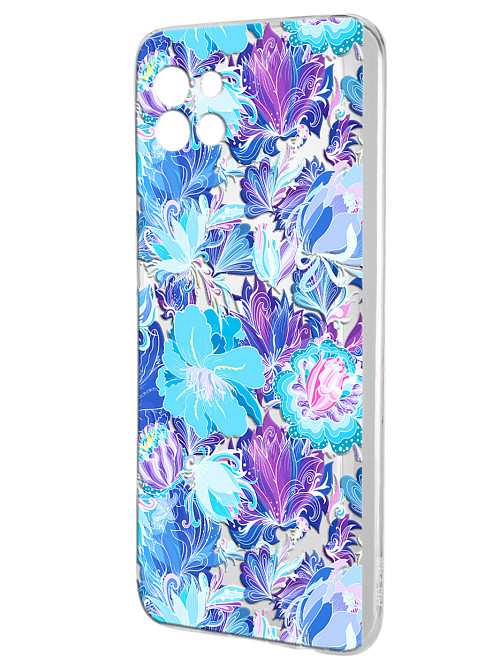 Силиконовый чехол для Samsung Galaxy A03 Голубые цветы