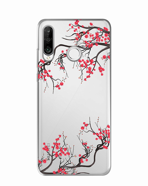 Силиконовый чехол для Huawei P30 Lite Цветы сакуры