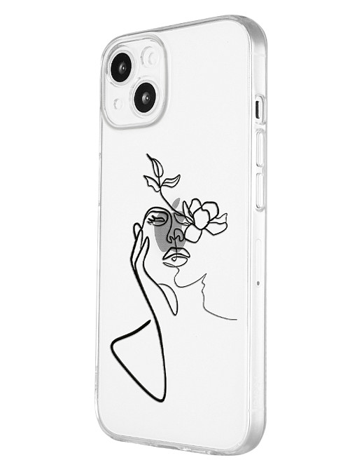 Силиконовый чехол для Apple iPhone 13 Девушка и цветы