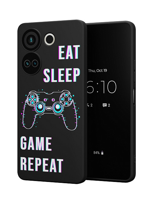 Силиконовый чехол для Tecno Camon 20 "Eat Sleep Game repeat"