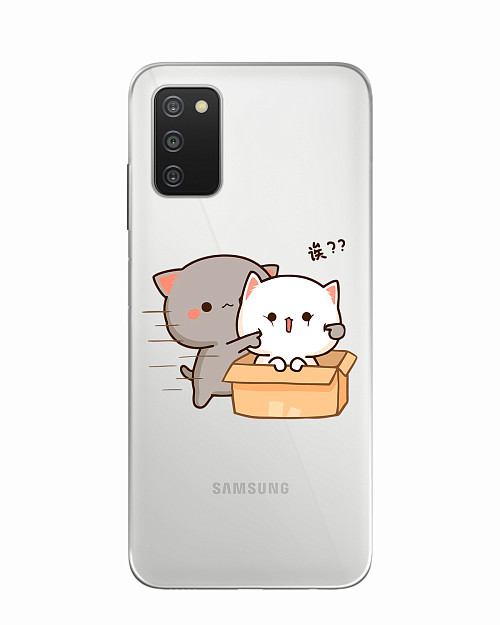 Силиконовый чехол для Samsung Galaxy A03S Два котика