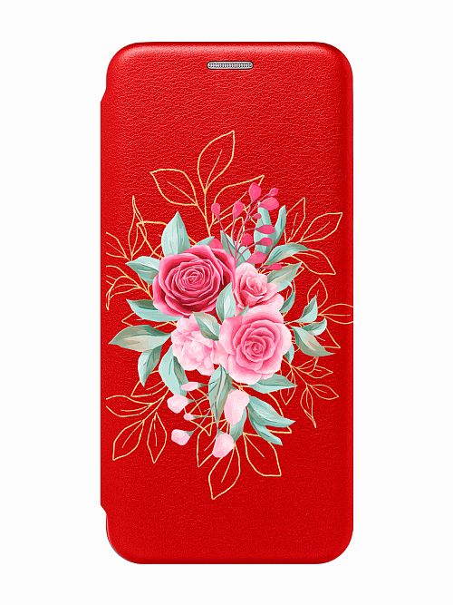 Чехол книжка для Samsung A54 (5G) "Розы в кустах на красном"