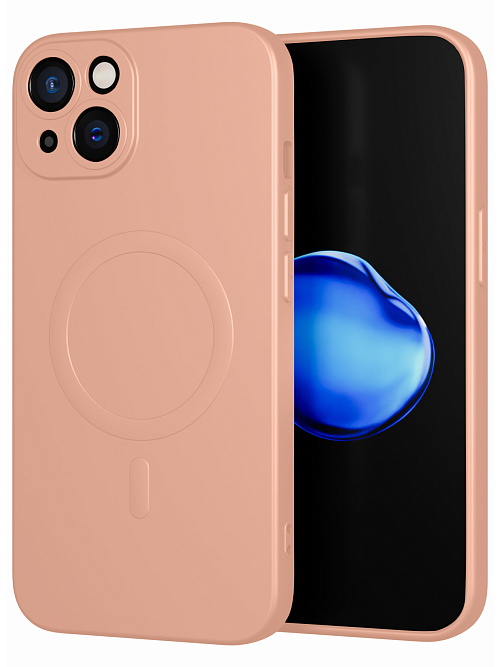 Силиконовый чехол с микрофиброй и MagSafe для Apple iPhone 14 Розовый