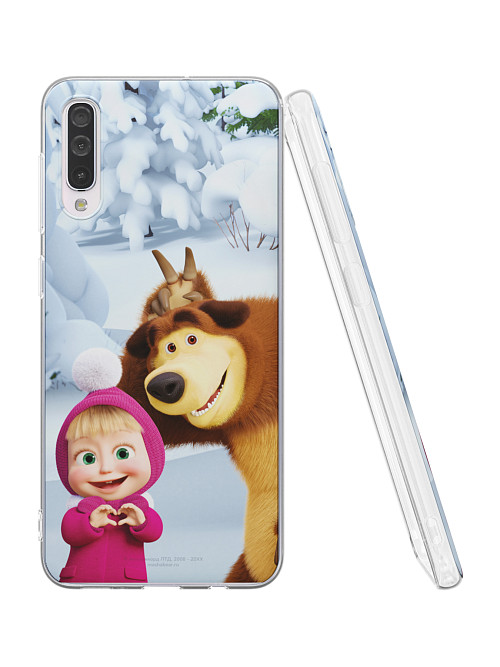 Силиконовый чехол для Samsung Galaxy A50 "Маша и медведь: Зверя по следам любого"