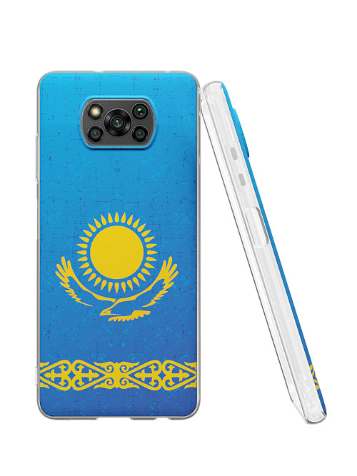Силиконовый чехол для Poco X3 "Флаг Казахстана"