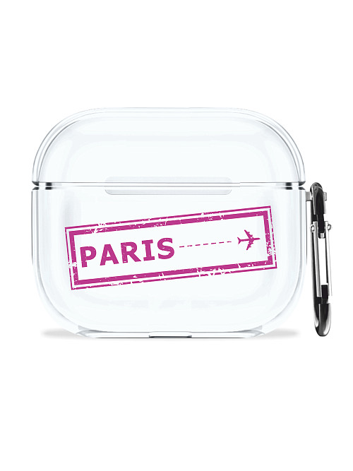 Силиконовый чехол для наушников глянцевый для AirPods 3 "Билет в Париж"
