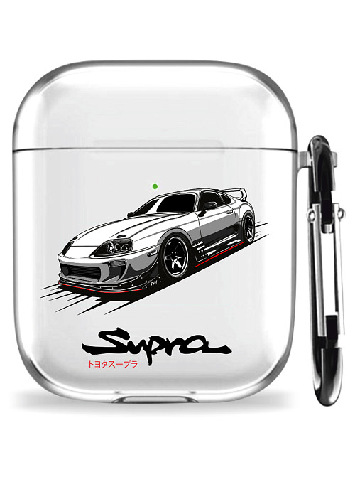 Силиконовый чехол для наушников глянцевый для AirPods 1/2 "Toyota Supra"