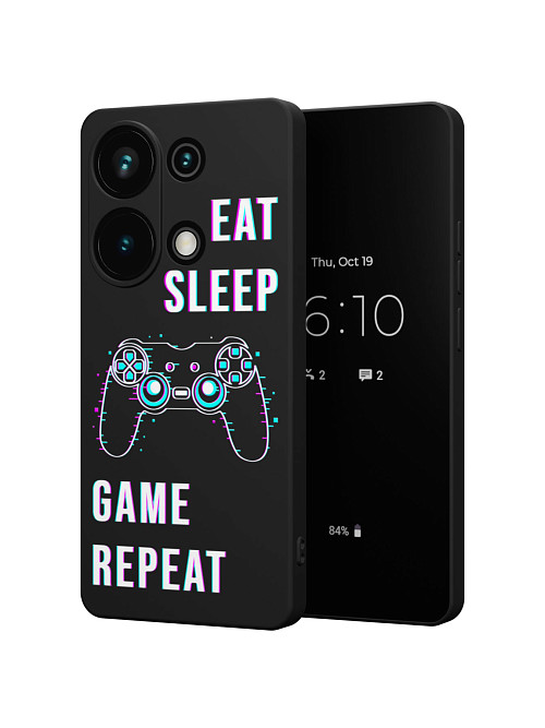 Силиконовый чехол для Poco M6 Pro (4G) "Eat Sleep Game repeat"