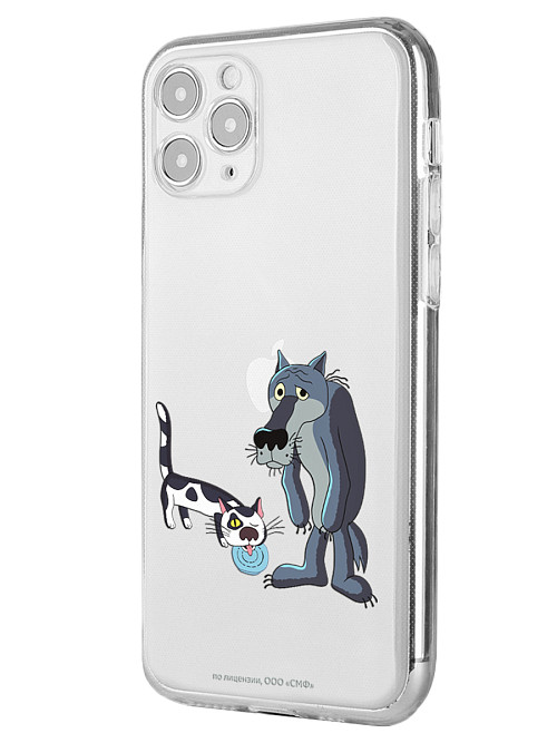 Силиконовый чехол для Apple iPhone 11 Pro "Жил был пес: Кот и волк"