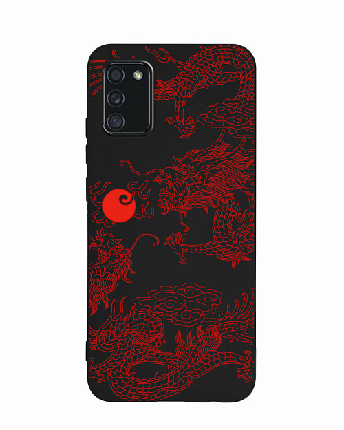Силиконовый чехол для Samsung Galaxy A02S Красный японский дракон