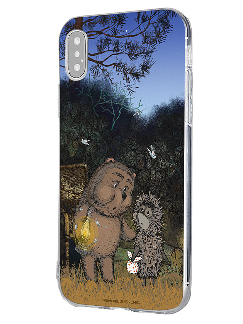 Силиконовый чехол для Apple iPhone Xs "Ёжик в тумане и медвежонок"