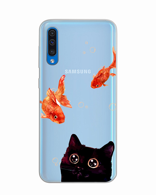 Силиконовый чехол для Samsung Galaxy A30S "Усатый наблюдатель"