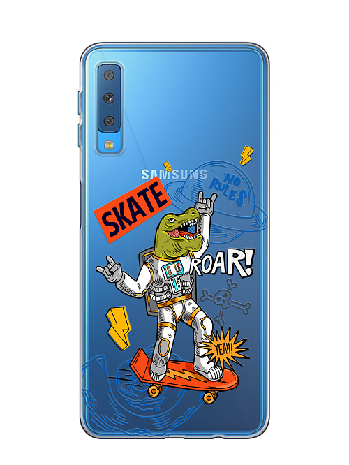 Силиконовый чехол для Samsung A7 2018 (A750) Динозавр на скейте