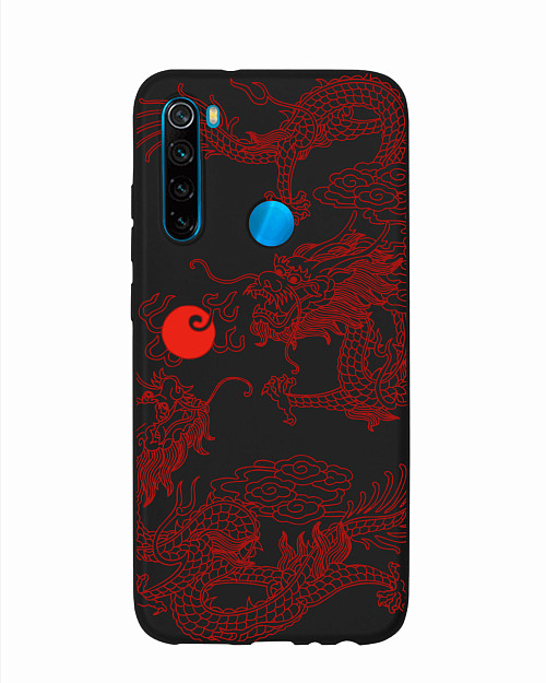 Силиконовый чехол для Xiaomi Redmi Note 8 Красный японский дракон
