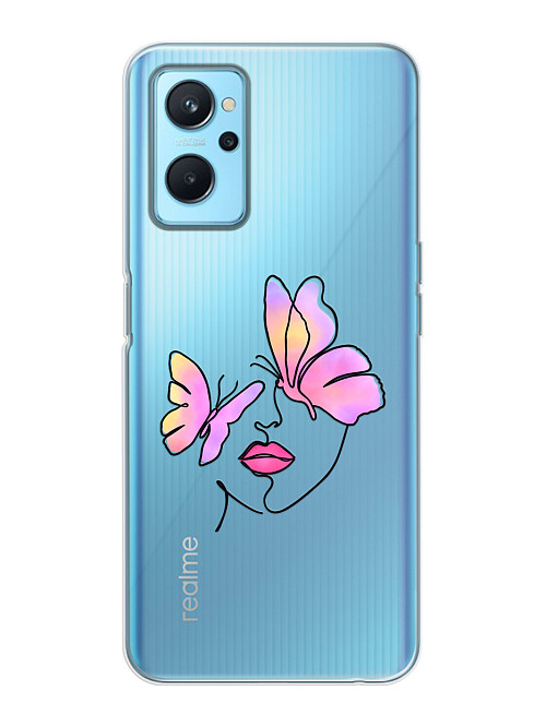 Силиконовый чехол для realme 9i Девушка с бабочками