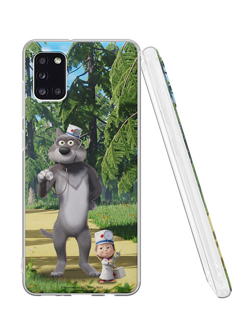 Силиконовый чехол для Samsung Galaxy A31 "Маша и медведь: Давай лечиться"