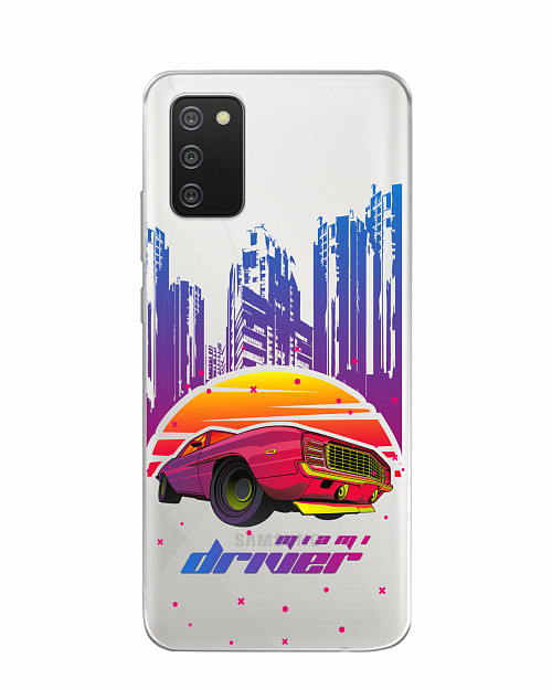 Силиконовый чехол для Samsung Galaxy A02S Retrowave Miami