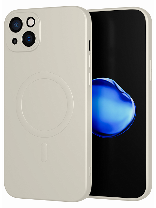 Силиконовый чехол с микрофиброй и MagSafe для Apple iPhone 15 Plus Белый