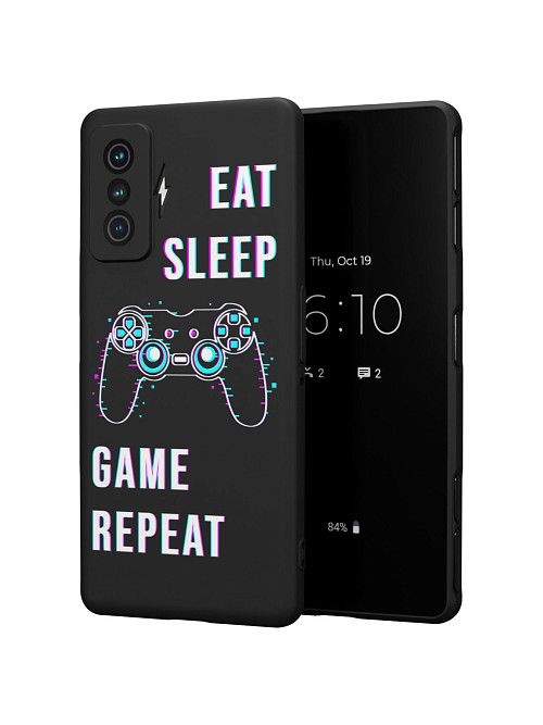 Силиконовый чехол для Xiaomi Redmi K50 Gaming Edition "Eat Sleep Game repeat"